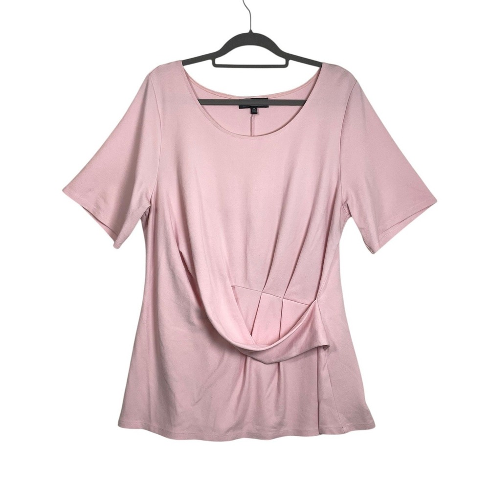Eloquii Pink Draped Twist Front Scoop Neck Short Sleeve‎ Top Plus Size 20